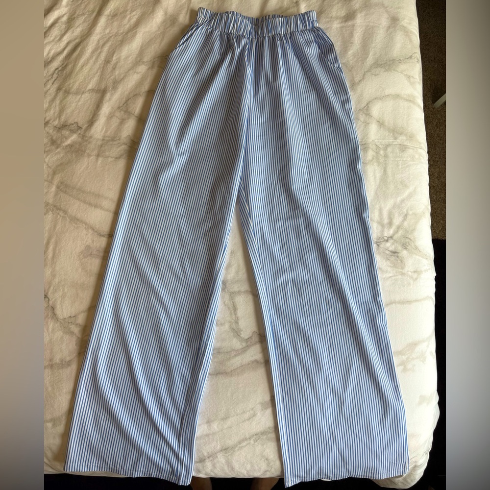 Blue and White Striped Pants Size S